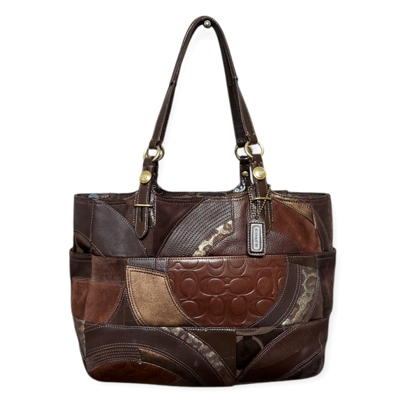 Coach Patchwork Colorblock Leather & Jacquard Tote Y2K EUC - Picture 1 of 11